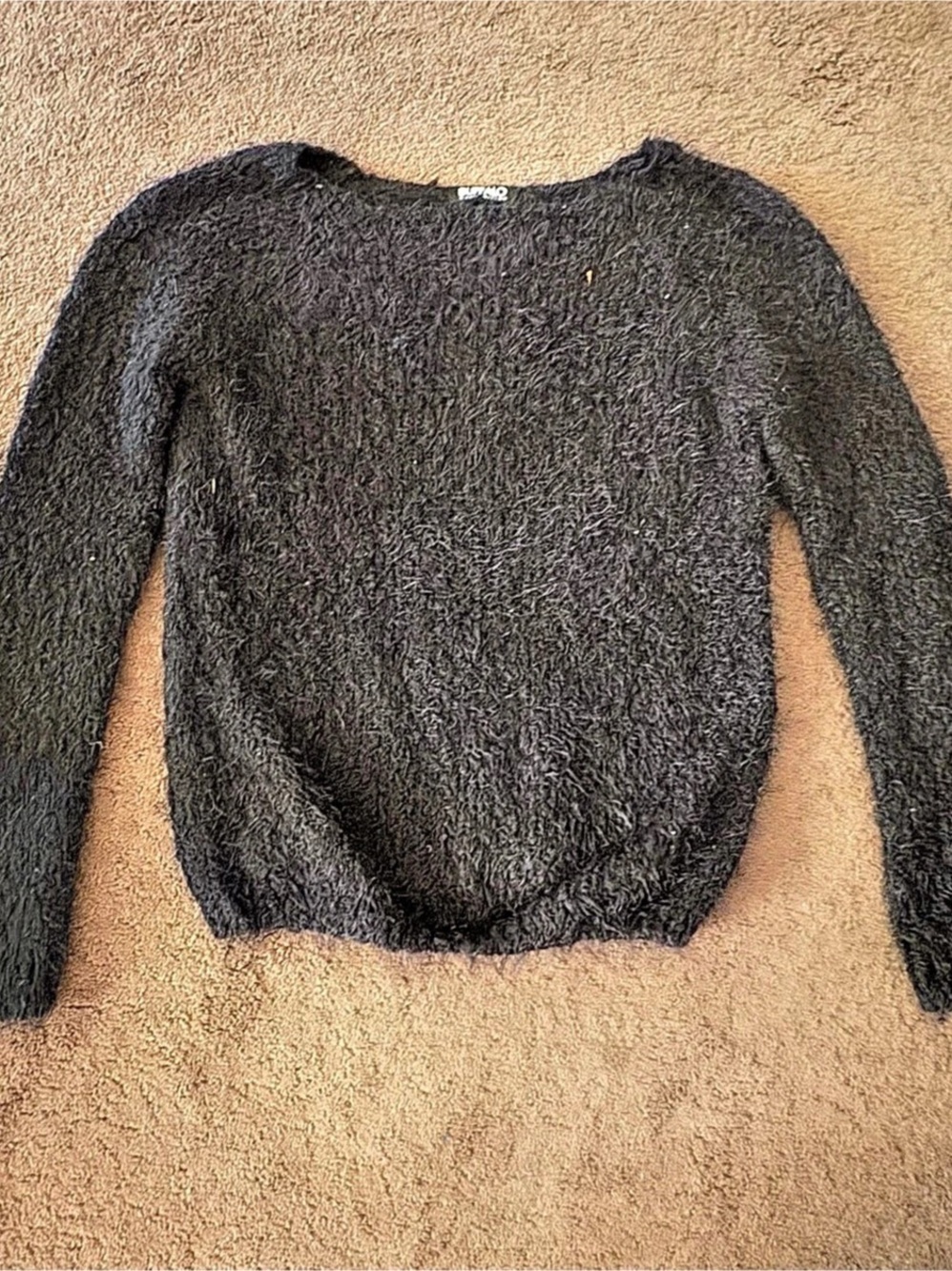 Buffalo David Bitton Fuzzy Crewneck Sweater in Black Size Large